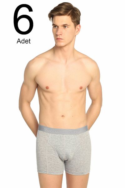 Tutku Ανδρικό γκρι 6 πακέτο Lycra Boxer ELF568T0114CCM6