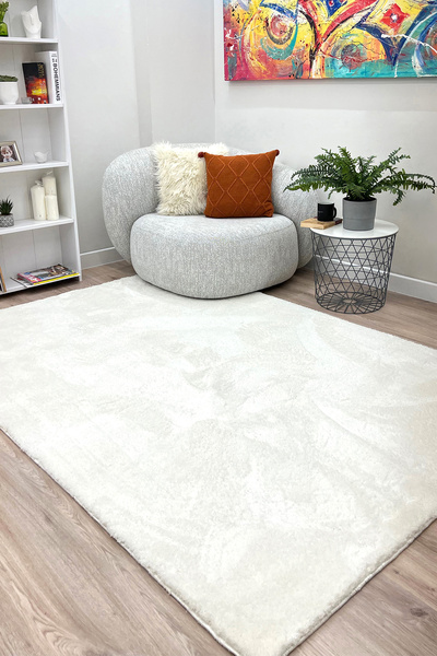 MYHOME HALI Tampa Shagy Makine Halısı Beyaz