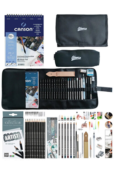 arttone Defter A5 200gr Cretacolor 6'lı Aquarell-Dereceli Cepli Siyah Kalemli...