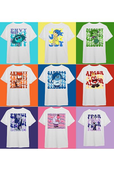 Touz Moda Unisex T-shirt - Αντεστραμμένο πρόσωπο και χαρακτήρες τυπωμένο