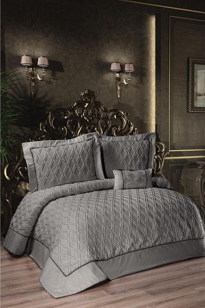 Çeyiz Diyarı Harley Filled - Double Anthracite Bedspread