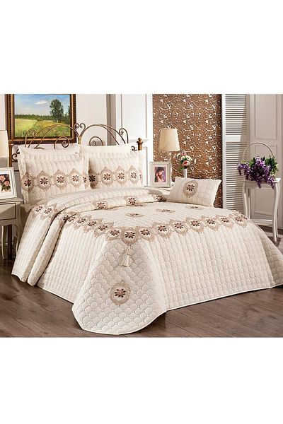 Çeyiz Diyarı Angel Double Bedspread Cream Gold