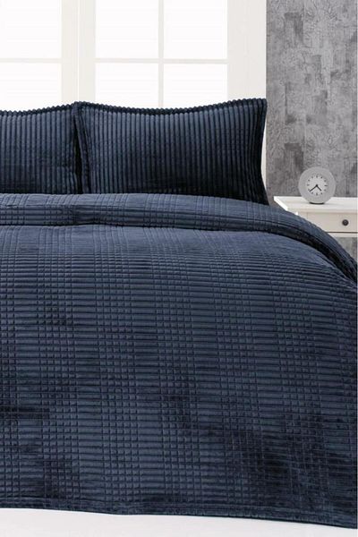 Çeyiz Diyarı Σετ κουβέρτα μονής γραμμής Merinos Modern Line Navy Blue
