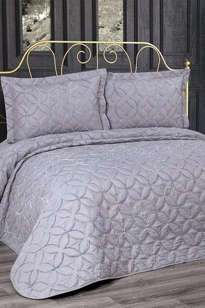 Çeyiz Diyarı Parolin Double Quilted Bedspread Gray