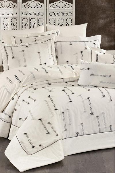 Çeyiz Diyarı Çise 10 Piece Double Dowry Set Black - Gray