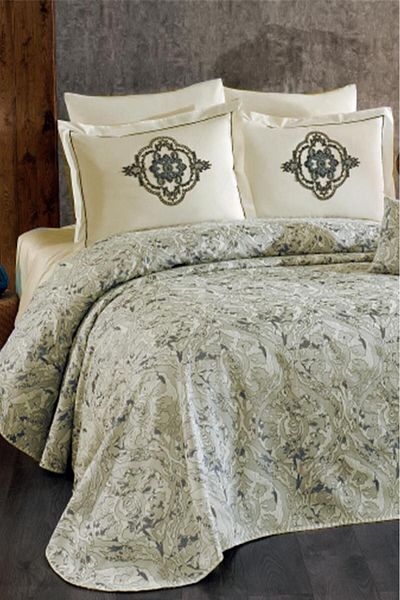 Çeyiz Diyarı Elite 7 Piece Chenille Pique Set Cream - Gray