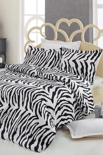 Çeyiz Diyarı Set cuvertură dublă din satin bumbac zebra