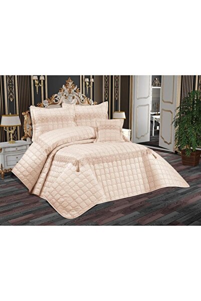 Çeyiz Diyarı Dvojitý prošívaný přehoz Tuba Béžový