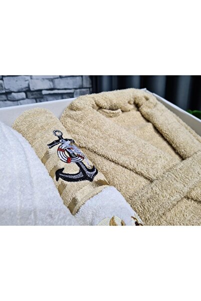 Çeyiz Diyarı Προίκα Οικογενειακό Σετ Μπουρνούζι 4 τεμαχίων Κρέμα Cappucino