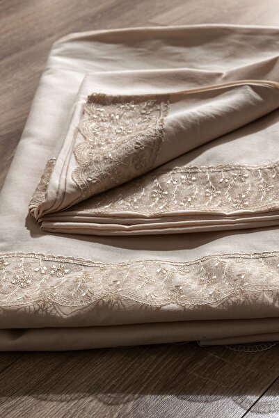 Çeyiz Diyarı Francia csipke lóhere hozomány paplanhuzat szett Cappucino