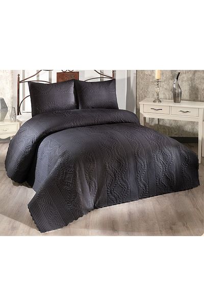 Çeyiz Diyarı Ultrasonic Quilted Sena Double Bedspread Black