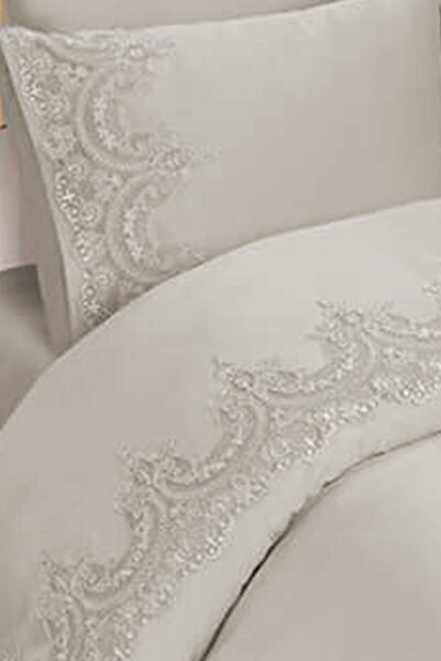 Çeyiz Diyarı French Guipure Sultans paplanhuzat szett krém