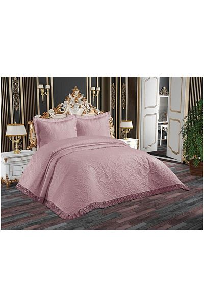 Çeyiz Diyarı Pera Lace Quilted Ultrasonic Double Bedspread Powder