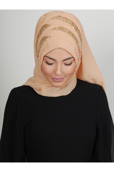 Yasmin S'H'E 2p2p Payetli Modern Şal Hazır Türban