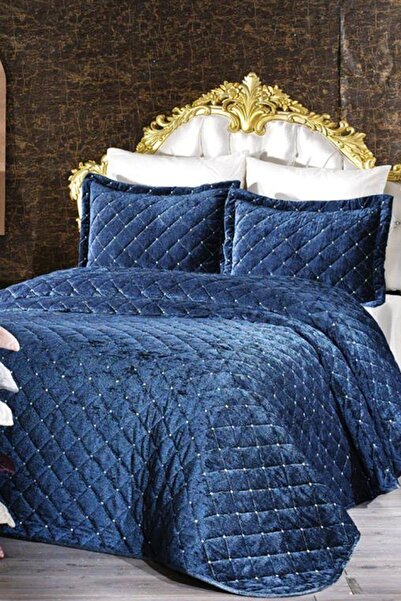 Çeyiz Diyarı Cuvertură de pat dublă catifea Desert Bluemarin