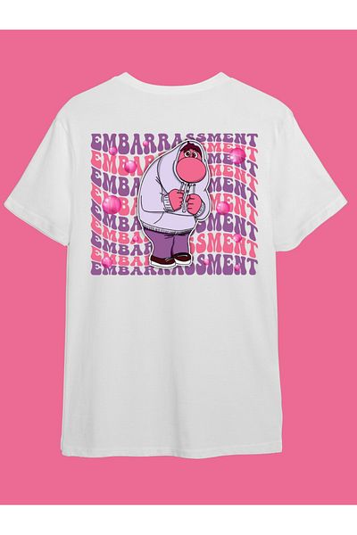 Touz Moda Unisex T-shirt - Αντεστραμμένο πρόσωπο και χαρακτήρες τυπωμένο