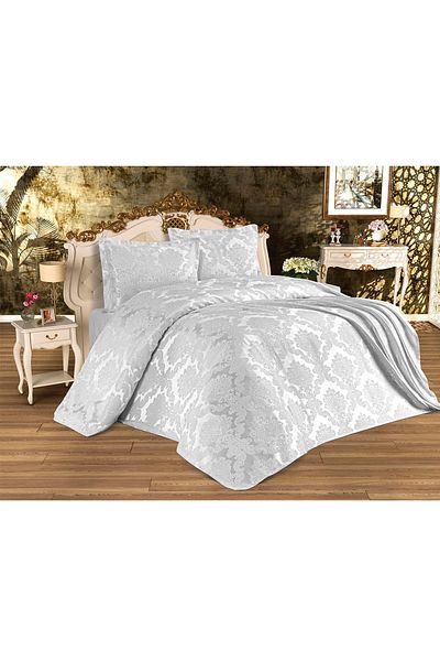 Çeyiz Diyarı Busem Jacquard Chenille Bedspread Gray