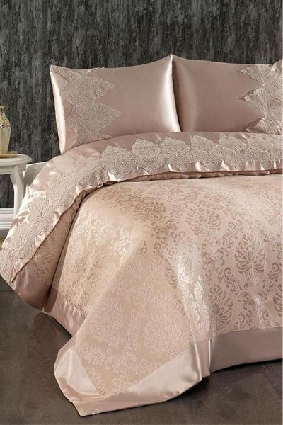 Çeyiz Diyarı Çeyizdiyarı French Laced Lisbon Pique Set Beige
