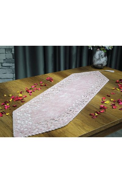 Çeyiz Diyarı Seljuk Velvet Double Layer Runner Powder