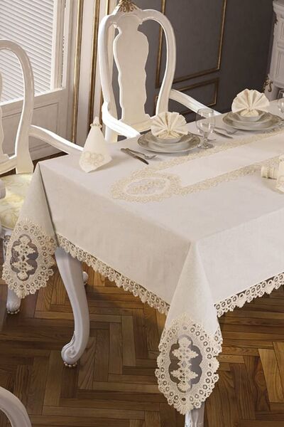 Çeyiz Diyarı مفرش طاولة هوما 26 قطعة كريمي