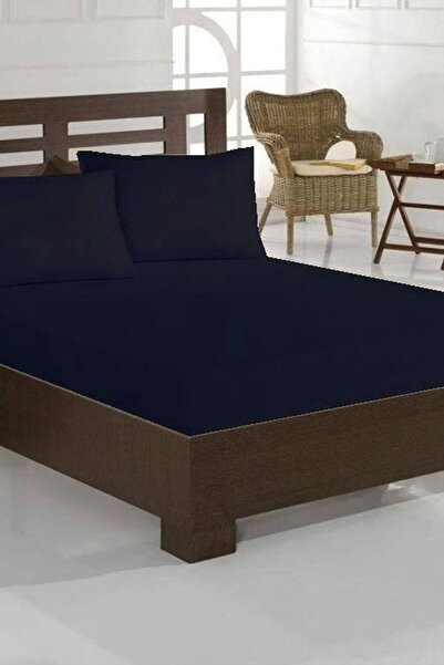 Çeyiz Diyarı Combed Cotton Single Elastic Sheet Navy Blue