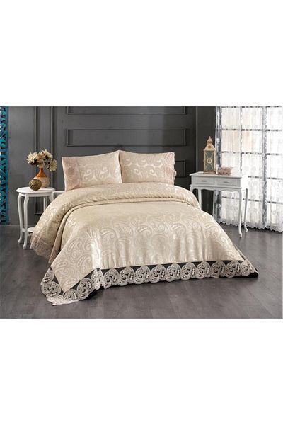 Çeyiz Diyarı Shawl Double Bedspread Beige