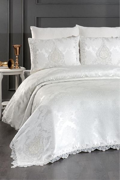 Çeyiz Diyarı French Laced Dowry 6 Piece Pique Set My Life Cream - Silver