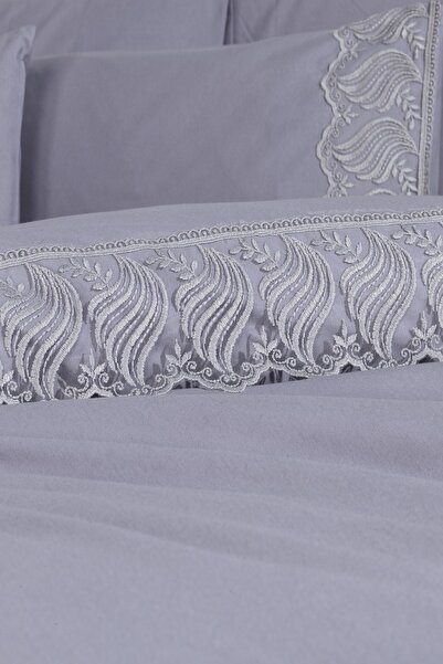 Çeyiz Diyarı French Lace Wave Dowry Bedding Set Gray