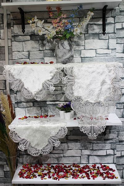 Çeyiz Diyarı Set dormitor 3 piese Jasmine Argintiu crem