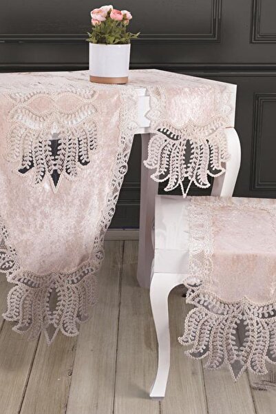 Çeyiz Diyarı Grape Velvet Set za dnevnu sobu 5 delova - Cappuccino