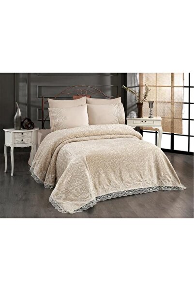 Çeyiz Diyarı French Laced Dowry Blanket Set Alina Beige