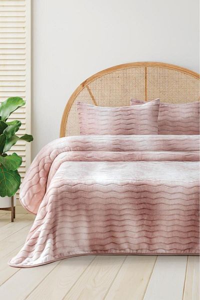 Çeyiz Diyarı Dream Plush Double Bedspread Pink
