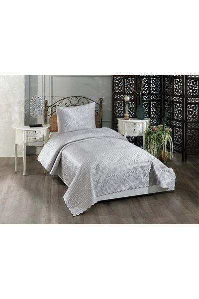Çeyiz Diyarı Single Velvet Bedspread Gray
