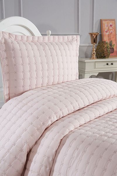 Çeyiz Diyarı Star Single Quilted Bedswead Powder