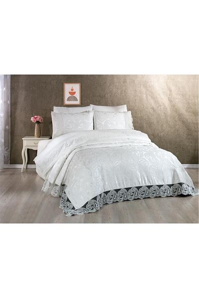 Çeyiz Diyarı Shawl 7 Piece Bridal Set Cream