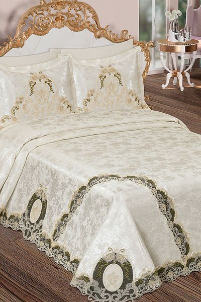 Çeyiz Diyarı Çeyizdiyarı Rahha 6 Piece Chenille Pique Set Cream