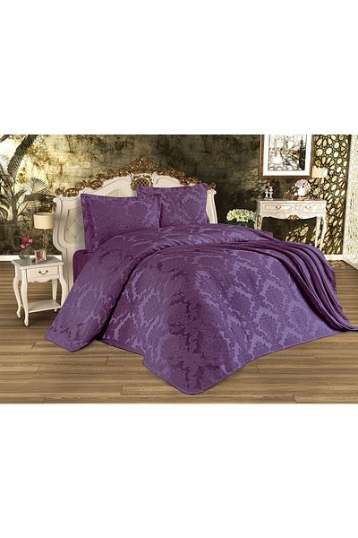 Çeyiz Diyarı Cuvertură de pat Busem Jacquard Chenille, Prune