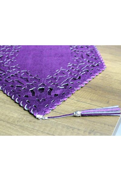 Çeyiz Diyarı Seljuk Velvet Double Layer Runner Plum