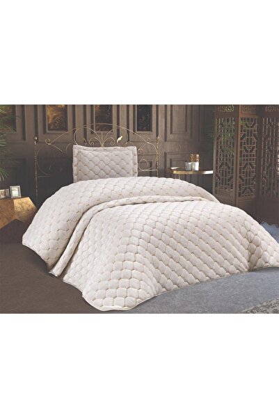 Çeyiz Diyarı Lima Velvet Filled Single Bedspread Cream