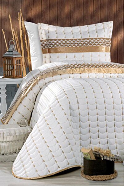 Çeyiz Diyarı Colors Micro Single Bedspread Cream Gold