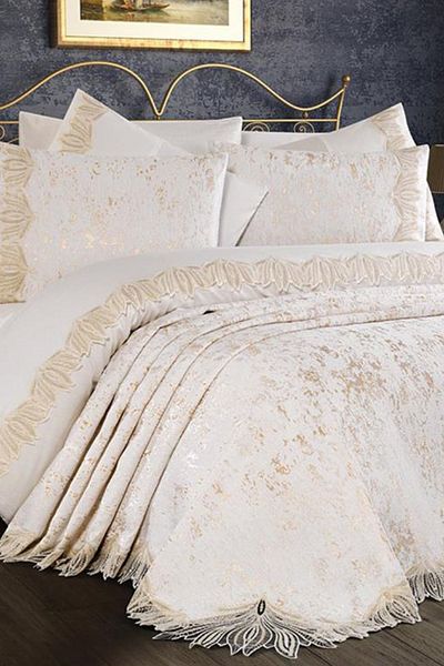 Çeyiz Diyarı Zuma Bridal Set 7 Pieces Cream Cappucino