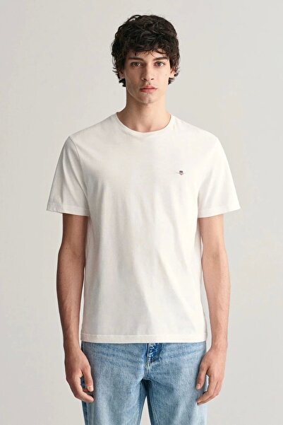 Gant Men's White Regular Fit Crew Neck Logo T-Shirt