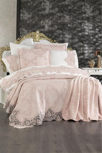 Çeyiz Diyarı Sahra Powder 10 Piece Dowry Set with Blanket