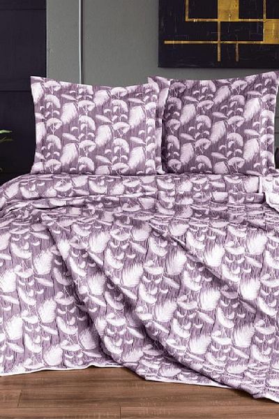 Çeyiz Diyarı Double Palm Double Sided Bedspread Set Plum