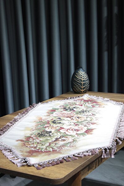 Çeyiz Diyarı Golden Rose Love Luxury Tassel Runner Cream
