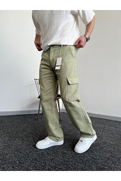 ketench Ανδρικό παντελόνι Cargo Pocket Gabardine Baggy-Water Green (E1001)