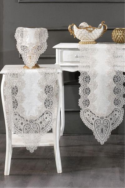 Çeyiz Diyarı Set de lounge Luna din catifea frantuzeasca 5 piese crem