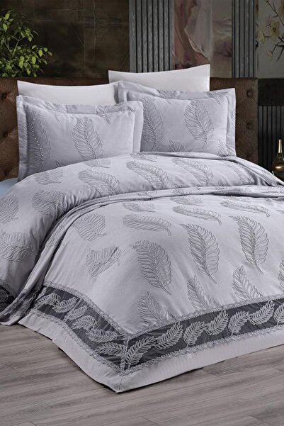 Çeyiz Diyarı Çeyizdiyarı Barbara 6 Piece Chenille Pique Set Gray