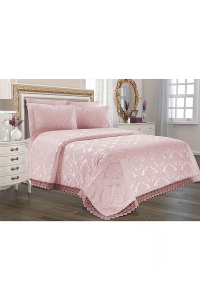 Çeyiz Diyarı Jacquard Chenille Bedspread Powder