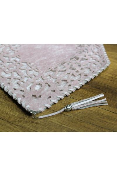 Çeyiz Diyarı Seljuk Velvet Double Layer Runner Powder